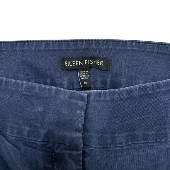 EILEEN FISHER Washed Blue Wide Leg Crop Cotton Blend Pants Size Medium #S4WE0-3 - Picture 4 of 11